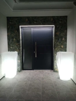 Puerta principal con iluminacion ambiental